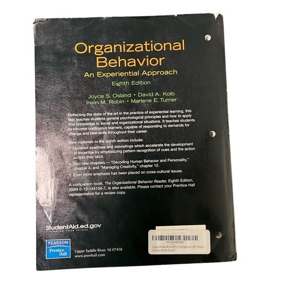 Organizational Behavior : An Experiential Approach by David Kolb, Joyce Osland, - Picture 7 of 10